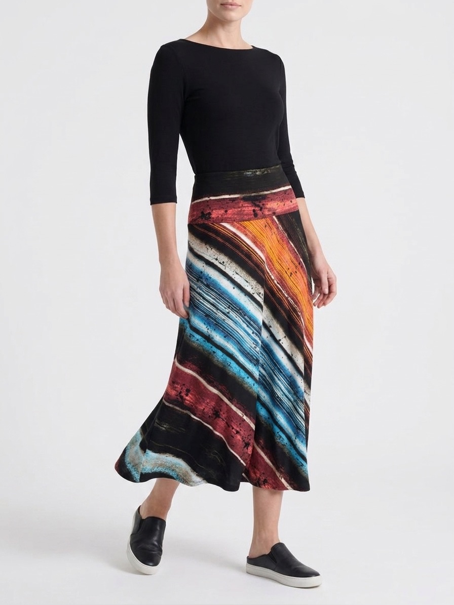 Melissa Paige Nwot Multicolor Abstract Maxi Skirt Sz M